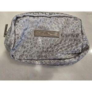 MAC Silver Embossed Makeup Bag w/ MAC Logo– Travel Cosmetic Pouch Zip Case